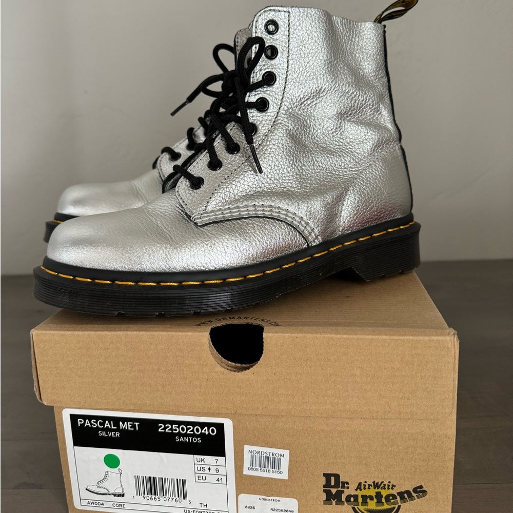 Dr. Martens silver metallic pascal boot